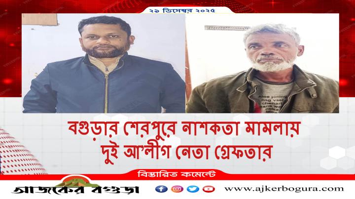 শেরপুরে নাশকতা ও বিস্ফোরক দ্রব্য আইনে দুই আওয়ামী লীগ নেতা গ্রেফতার